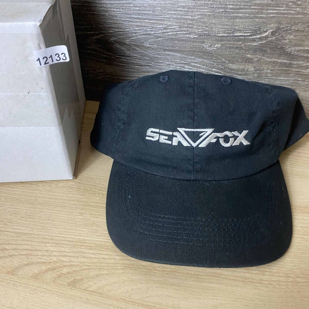 Sea Fox Hat Cap Strap Back Black Embroidered Mens One Size Fishing Boat Logo - Picture 9 of 9